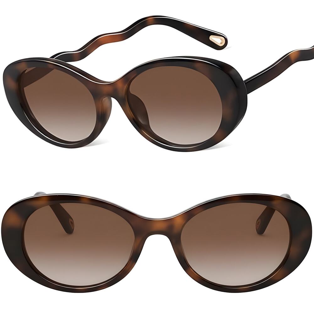 Tortoise & Brown Oval Sunglasses Glam Retro Vintage Y2K Bold For Women Stylish